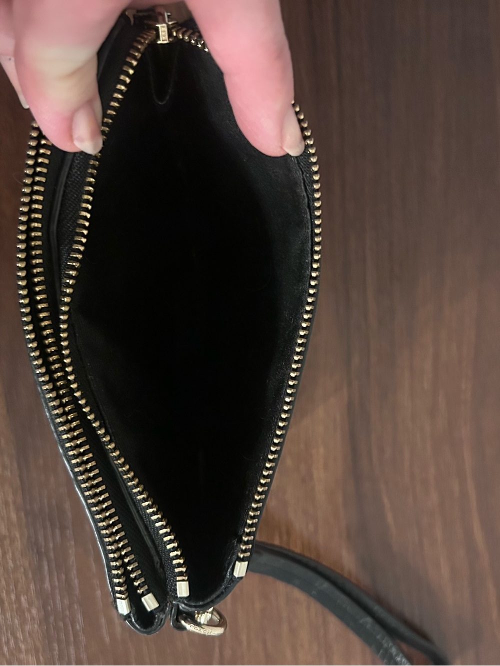 Coach Black Pebbled Leather Wristlet - Picture 6 of 10